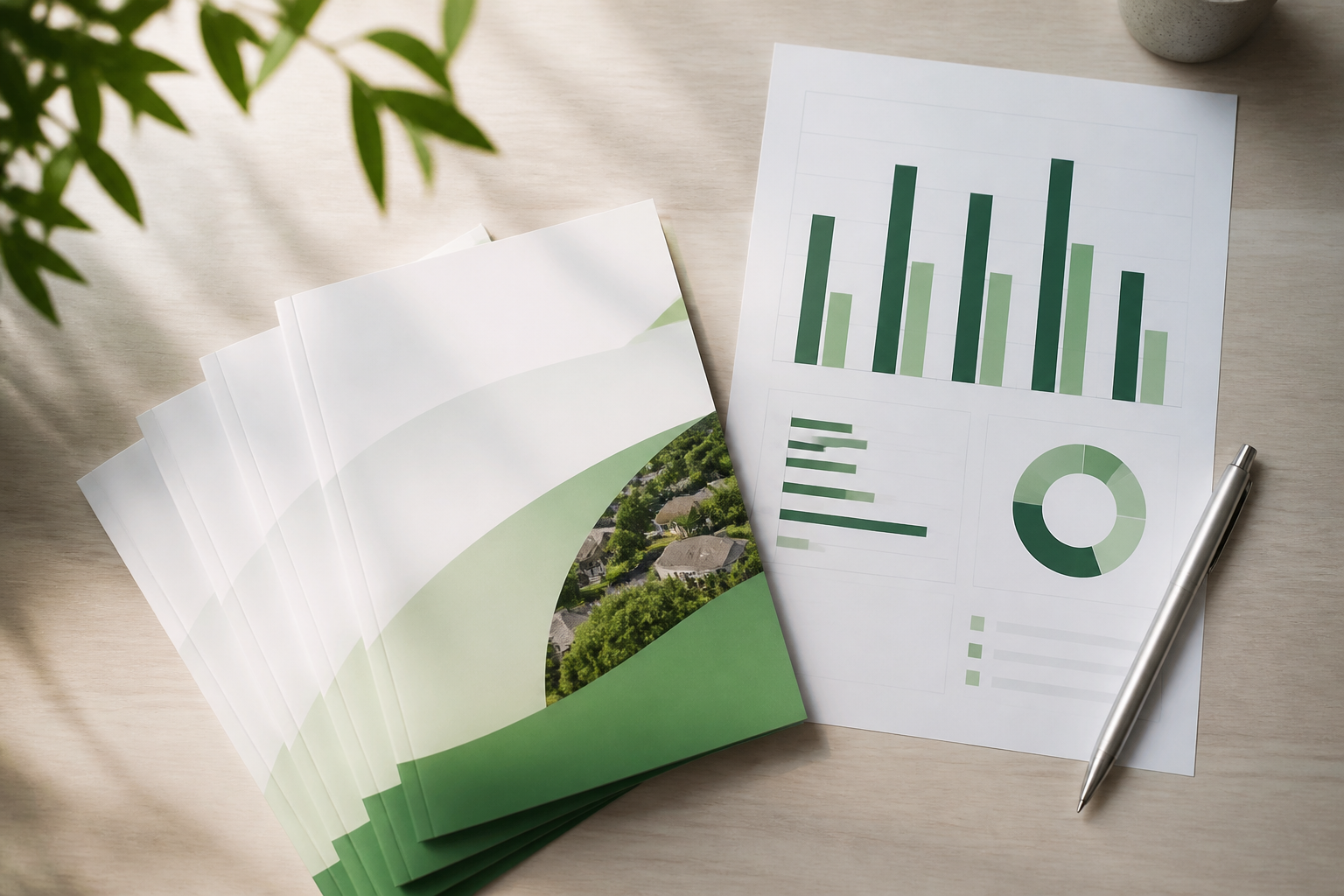 Door-drop leaflets and an unbranded performance chart