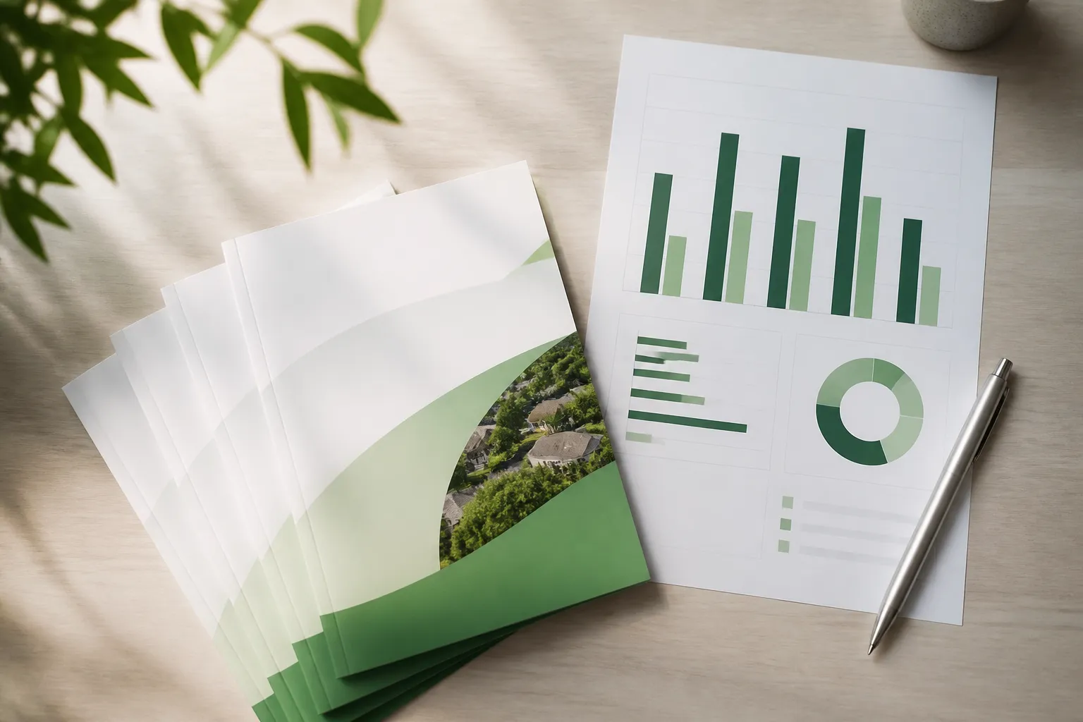 Door-drop leaflets and an unbranded performance chart