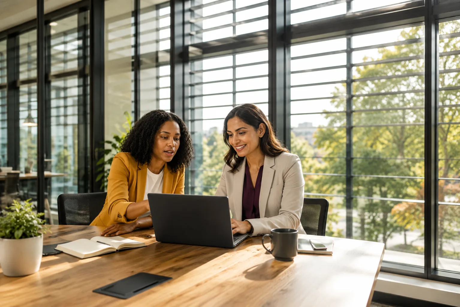Two Letterbox colleagues collaborating at a desk