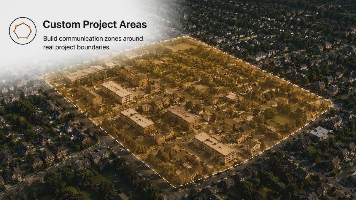 Custom Project Areas — build communication zones around real project boundaries